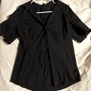 Ann Taylor short sleeve black blouse, business casual, business professional